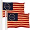 G128 2 Pack: Betsy Ross 1776 Tea-Stained Flag | 3x5 Ft | LiteWeave Pro Series Printed 300D Polyester | Historical Flag, Vibrant Colors, Brass Grommets, Thicker and More Durable Than 100D 75D Polyester